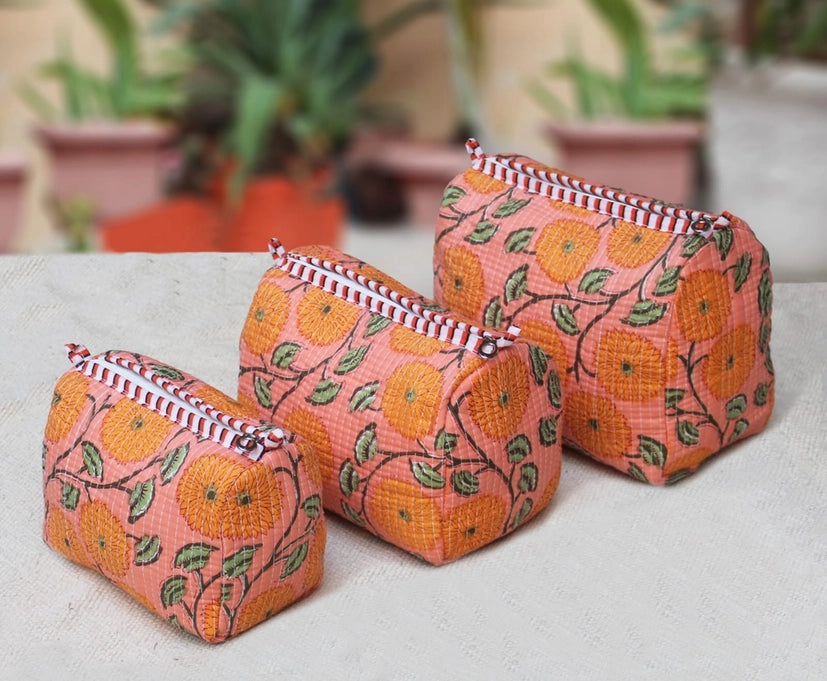 Orange Daisies Cosmetic Bag
