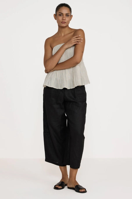 Strapless Pleated Top - Natural