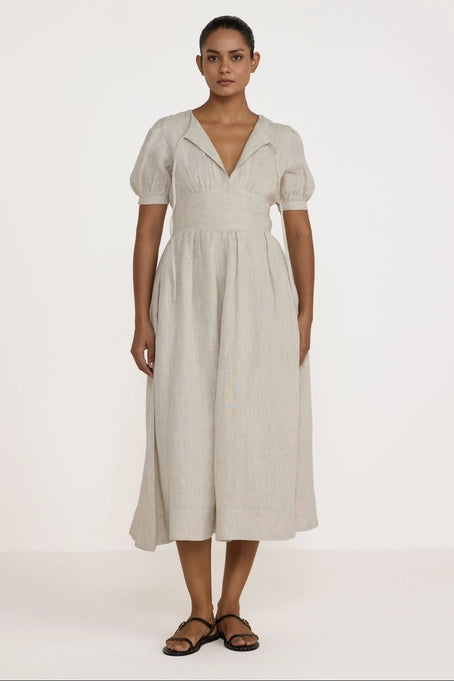 Short Sleeve Bodice Dress - Natural