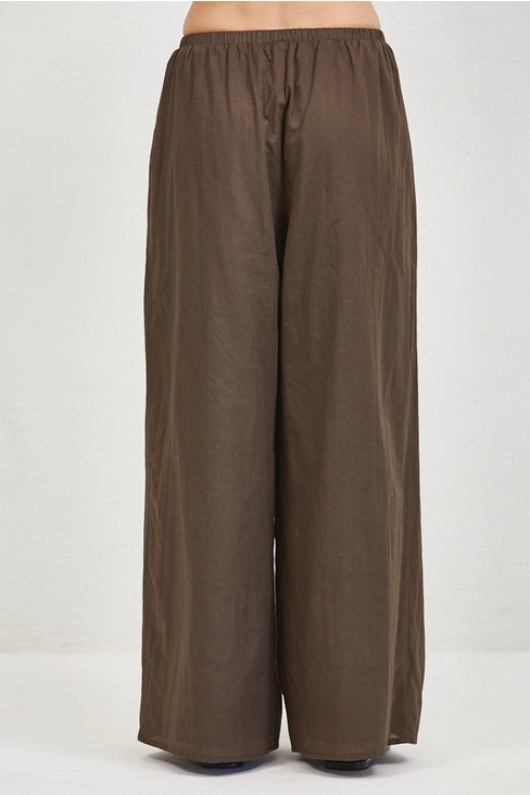 Woven Wide Leg Pants - Brown