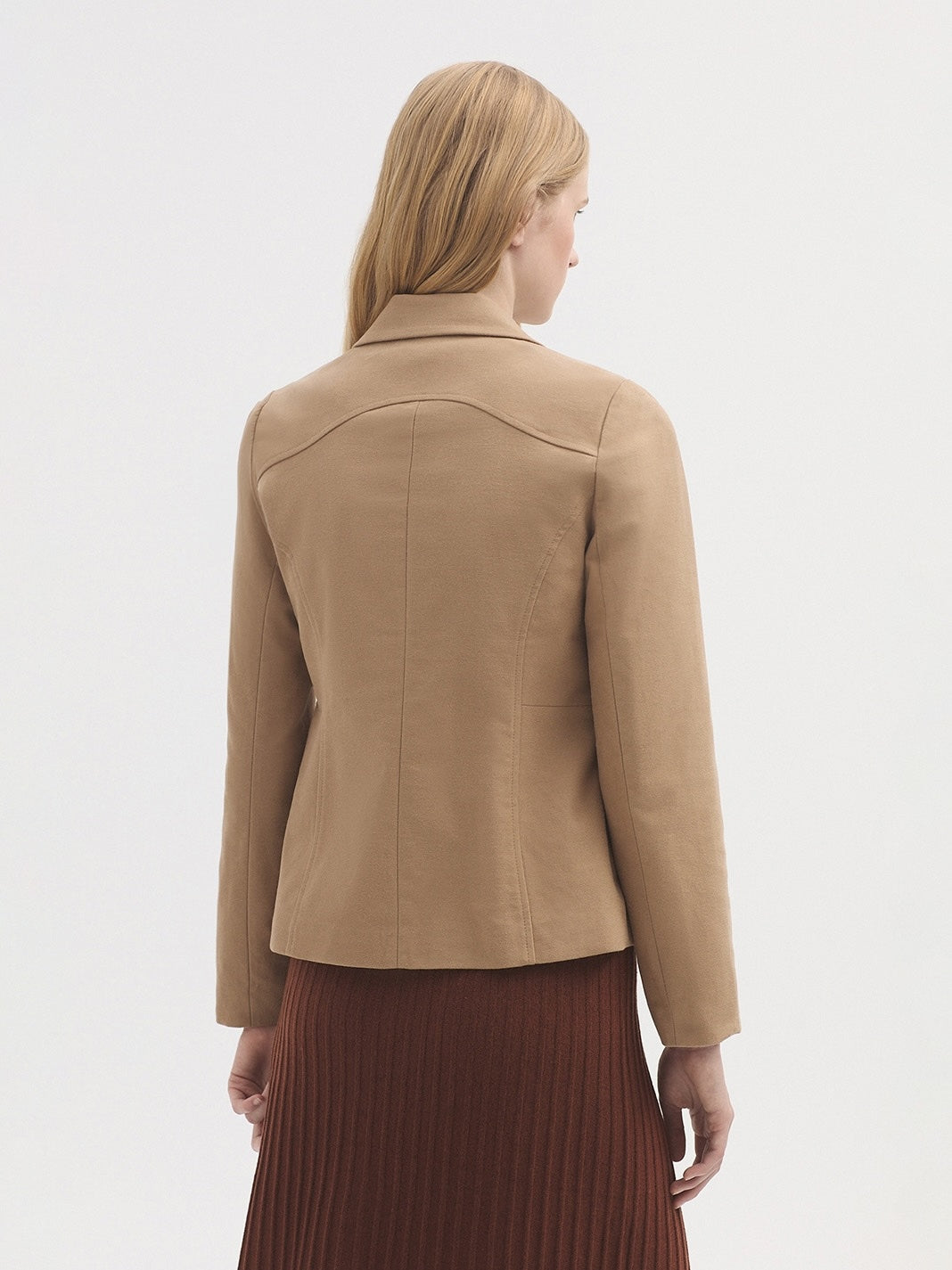 Beige Stretch Velvet Cord Blazer
