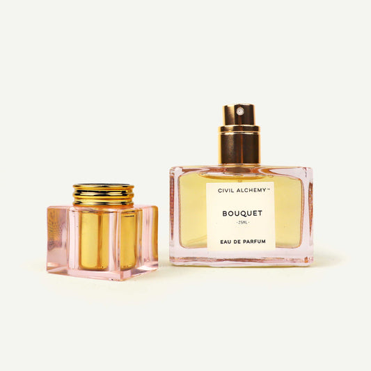 Two perfume bottles by Civil Alchemy on a white background