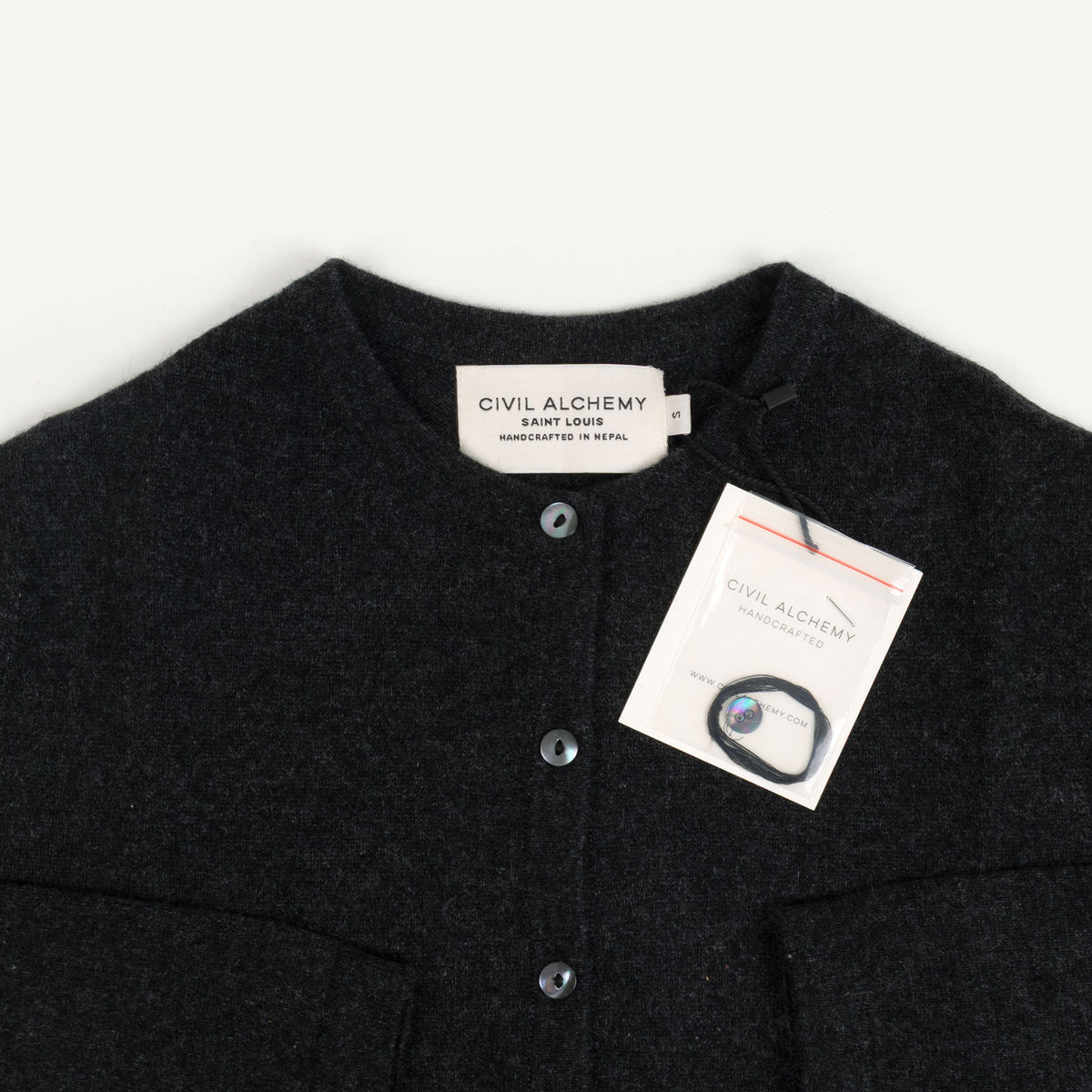 CA Cashmere Cardigan - Charcoal