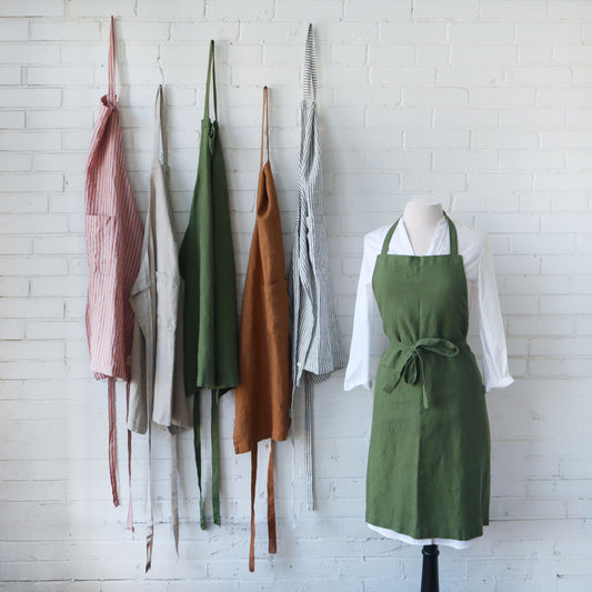Linen Daily Apron - Dark Green
