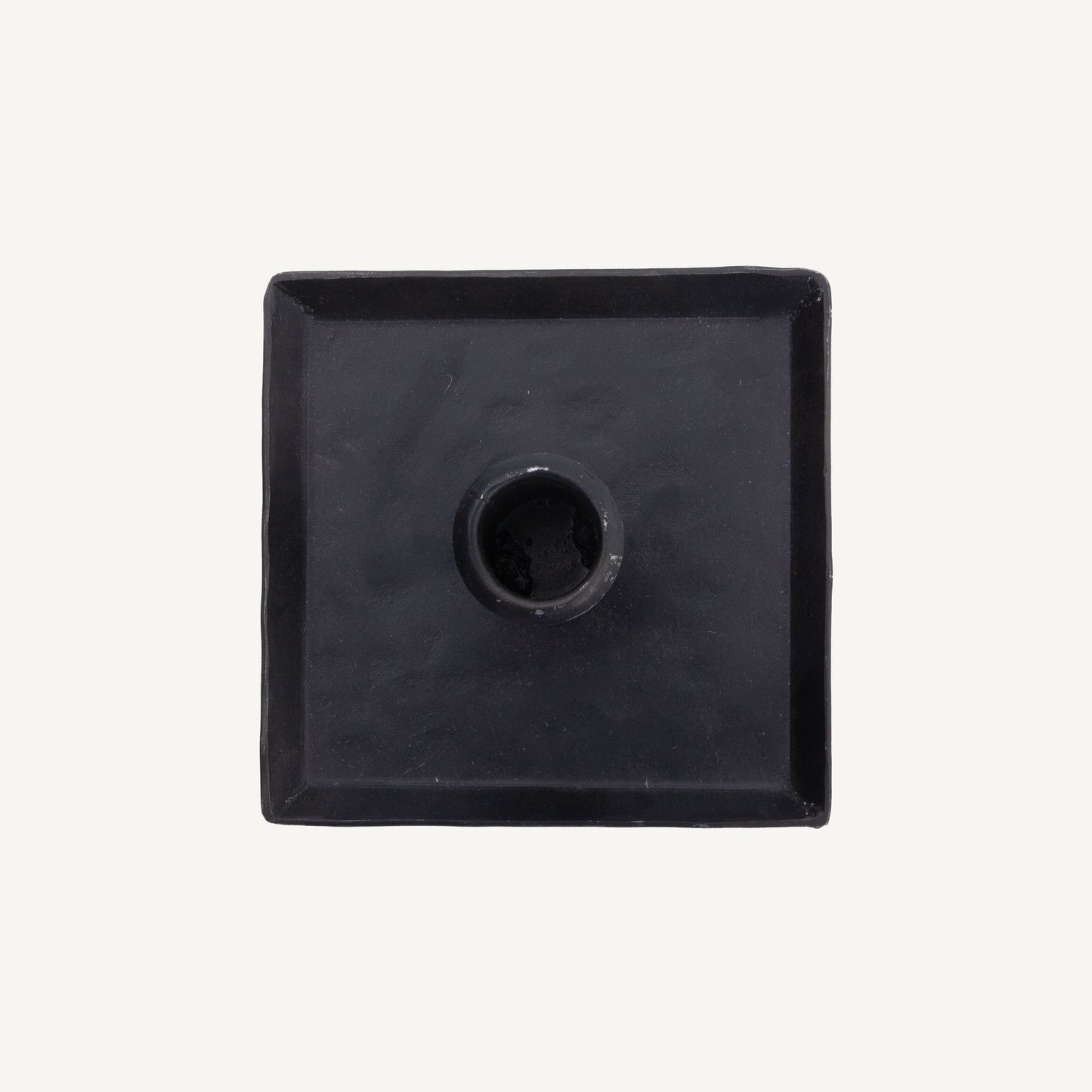 Square Iron Candle holder top view on white background.