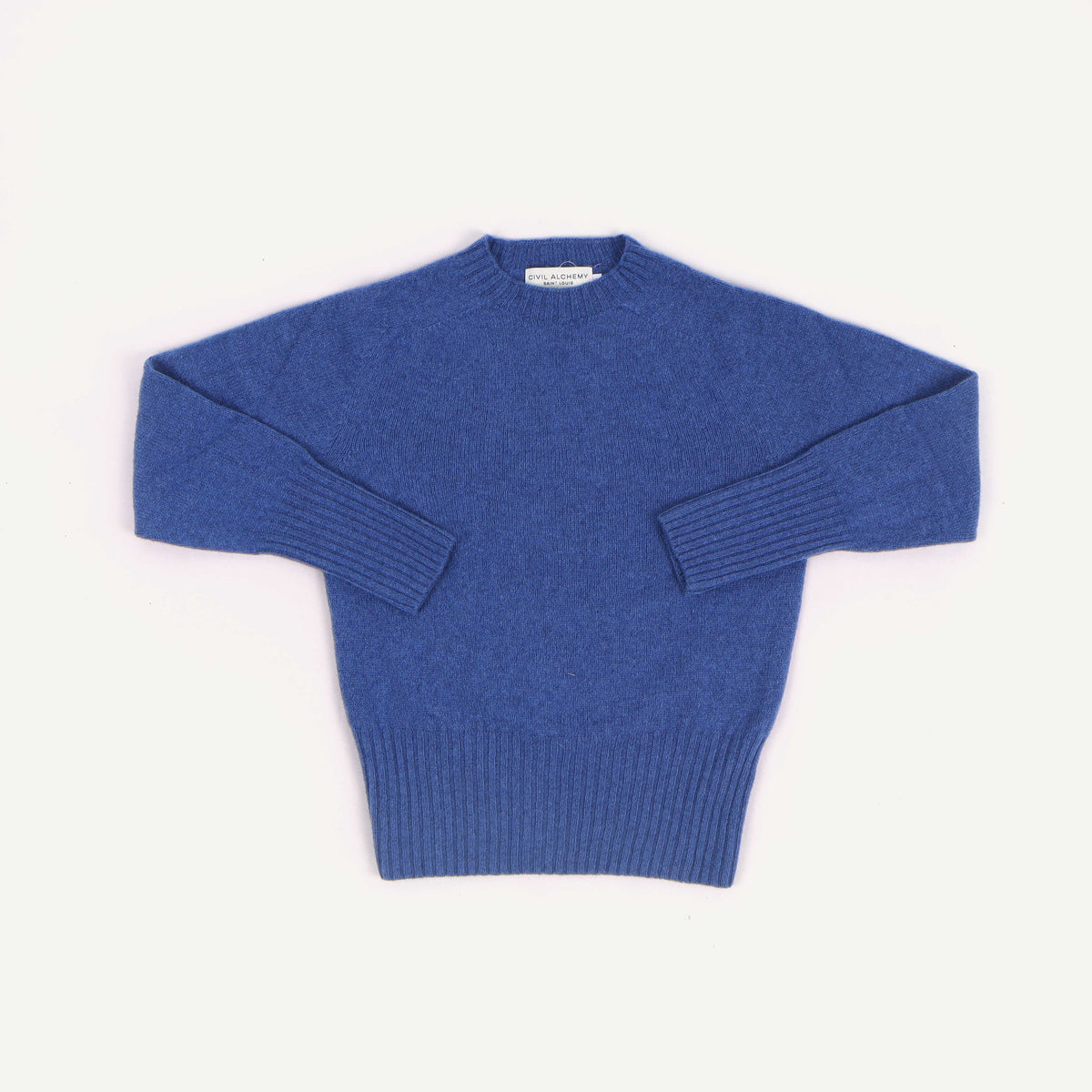 Crew Neck Deep Ribs - Denim