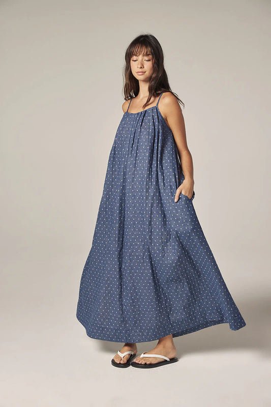 Back Tie Ankle Dress - Denim