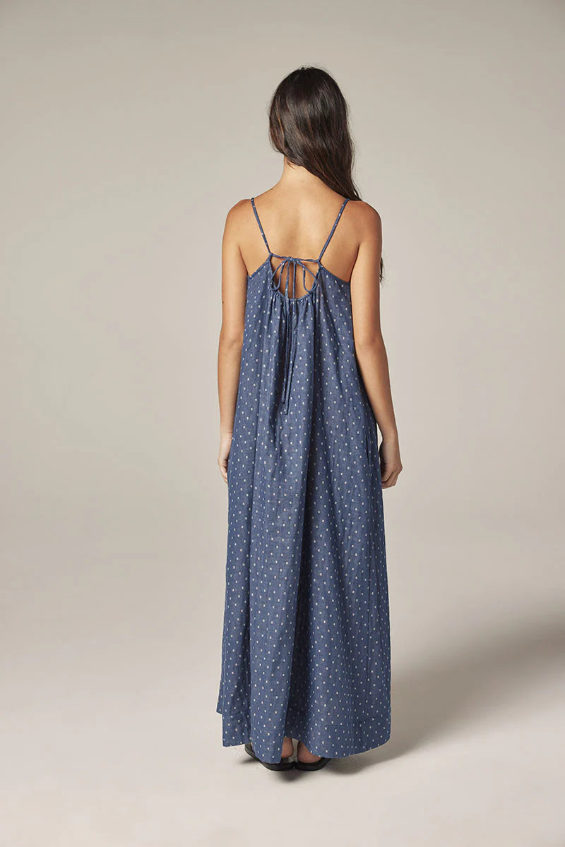 Back Tie Ankle Dress - Denim
