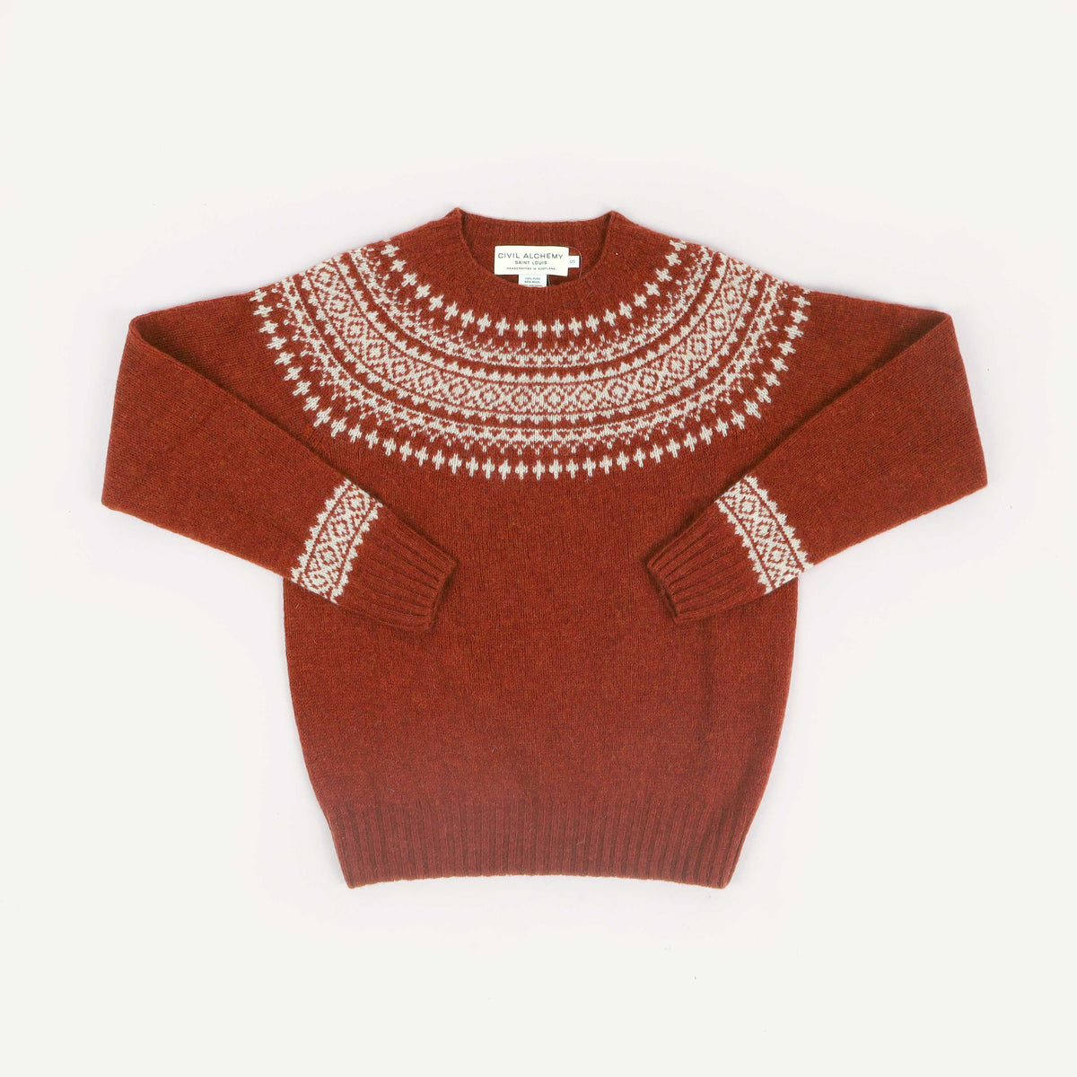 Fair Isle Crew Neck - Madder Vellum