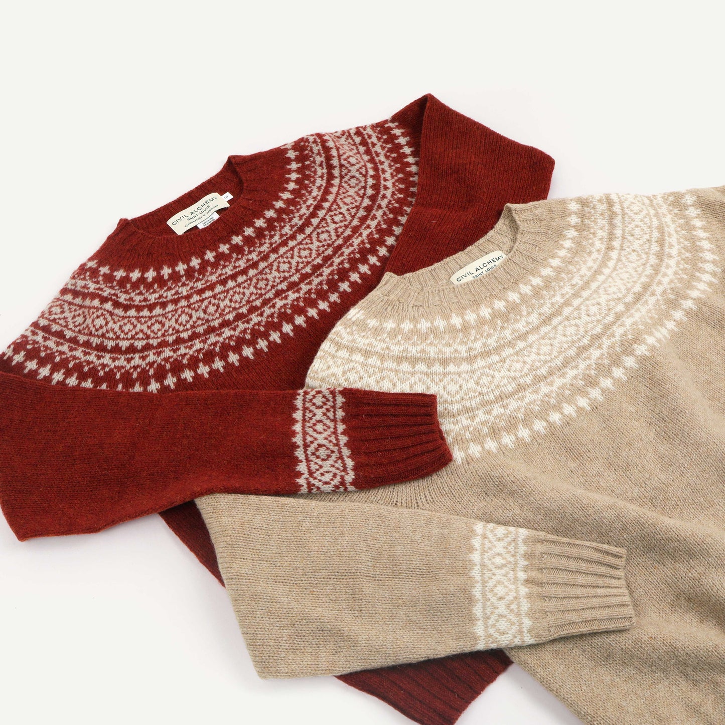 Fair Isle Crew Neck - Madder Vellum