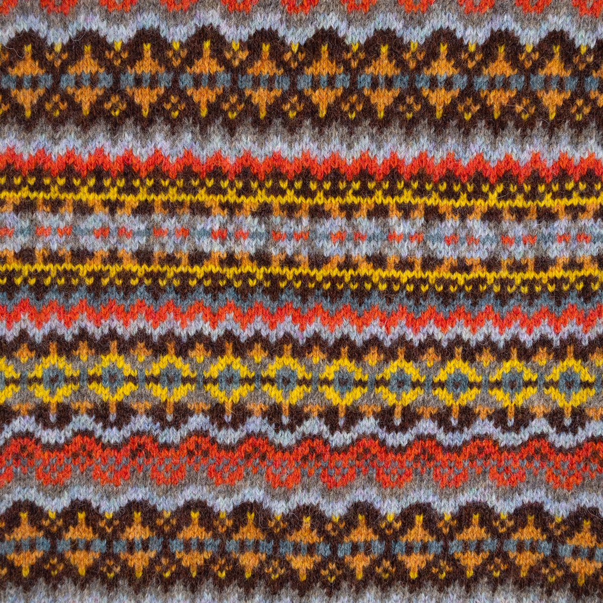 Shetland Fair Isle Crewneck Vest - Marron
