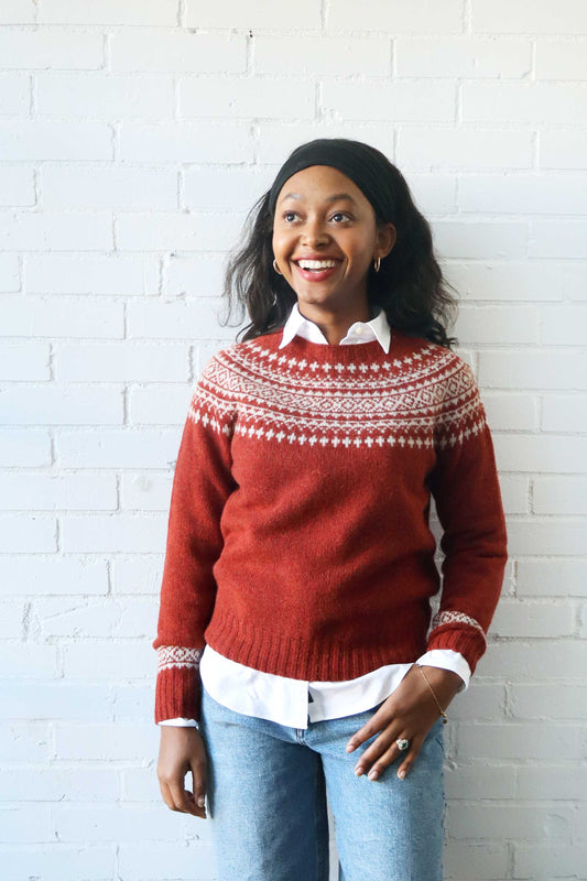 Fair Isle Crew Neck - Madder Vellum