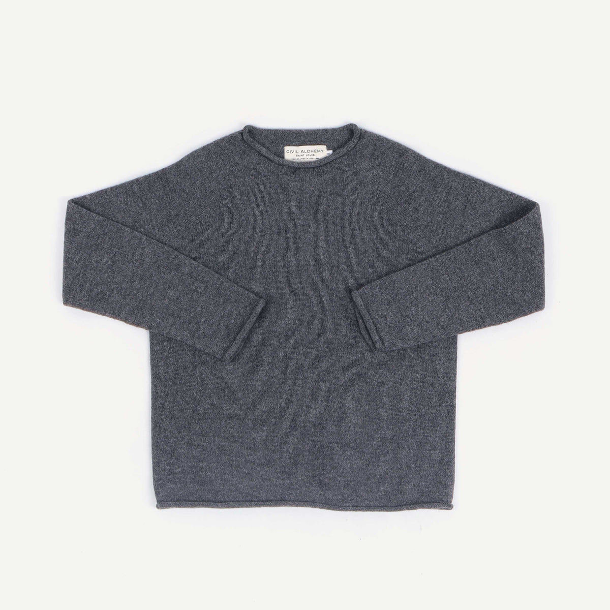 Lambswool Roll Edge Sweater - Derby Gray