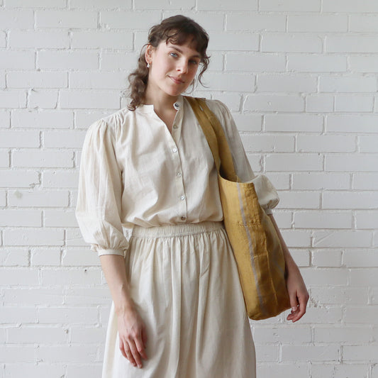 Linen Big Bag - Amber Bronze Stripe