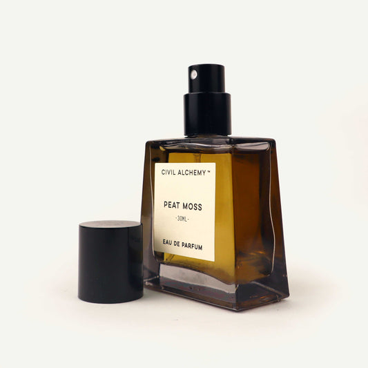 Peat Moss Eau de Parfum bottle by Civil Alchemy on a white background
