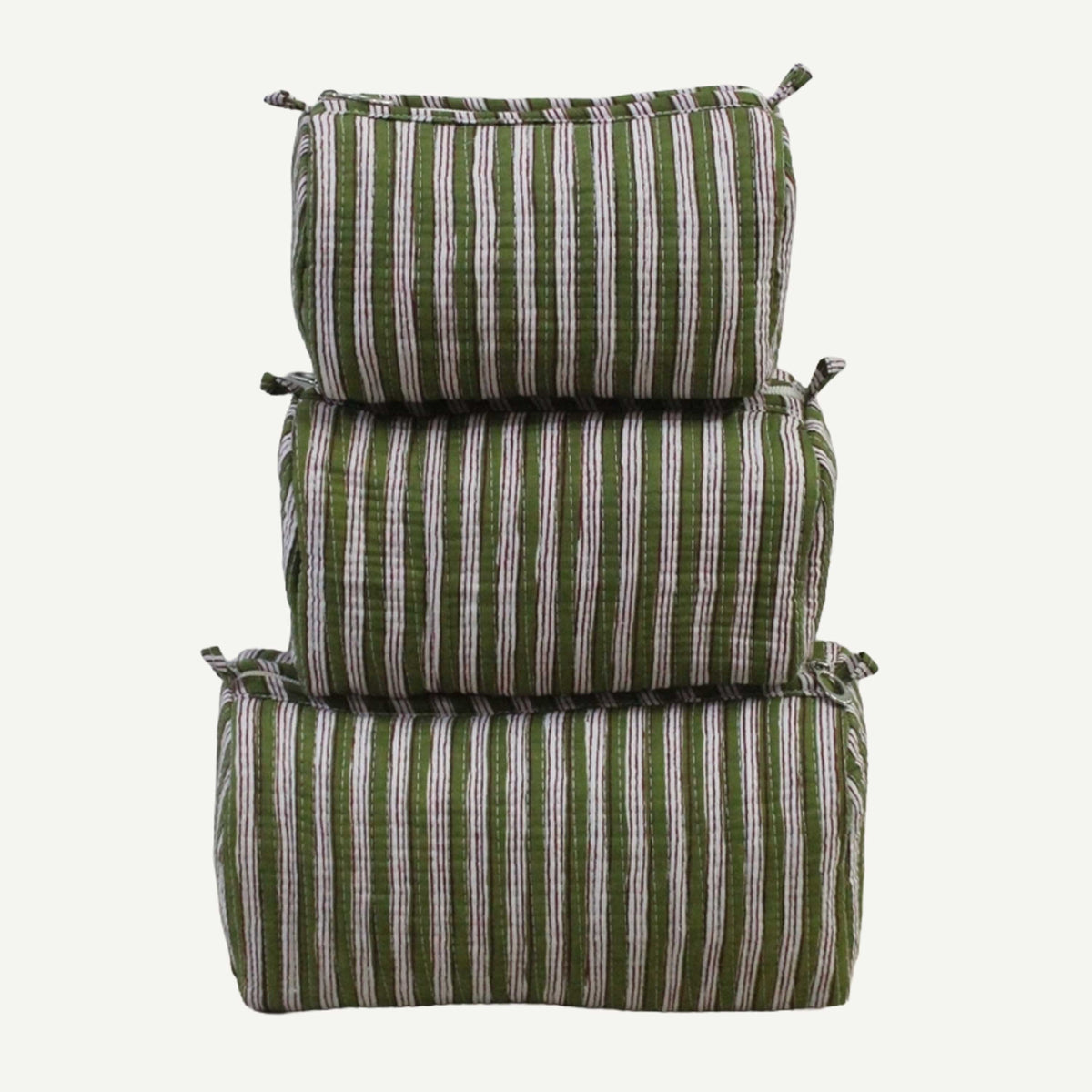 Green Stripe Cosmetic Bag