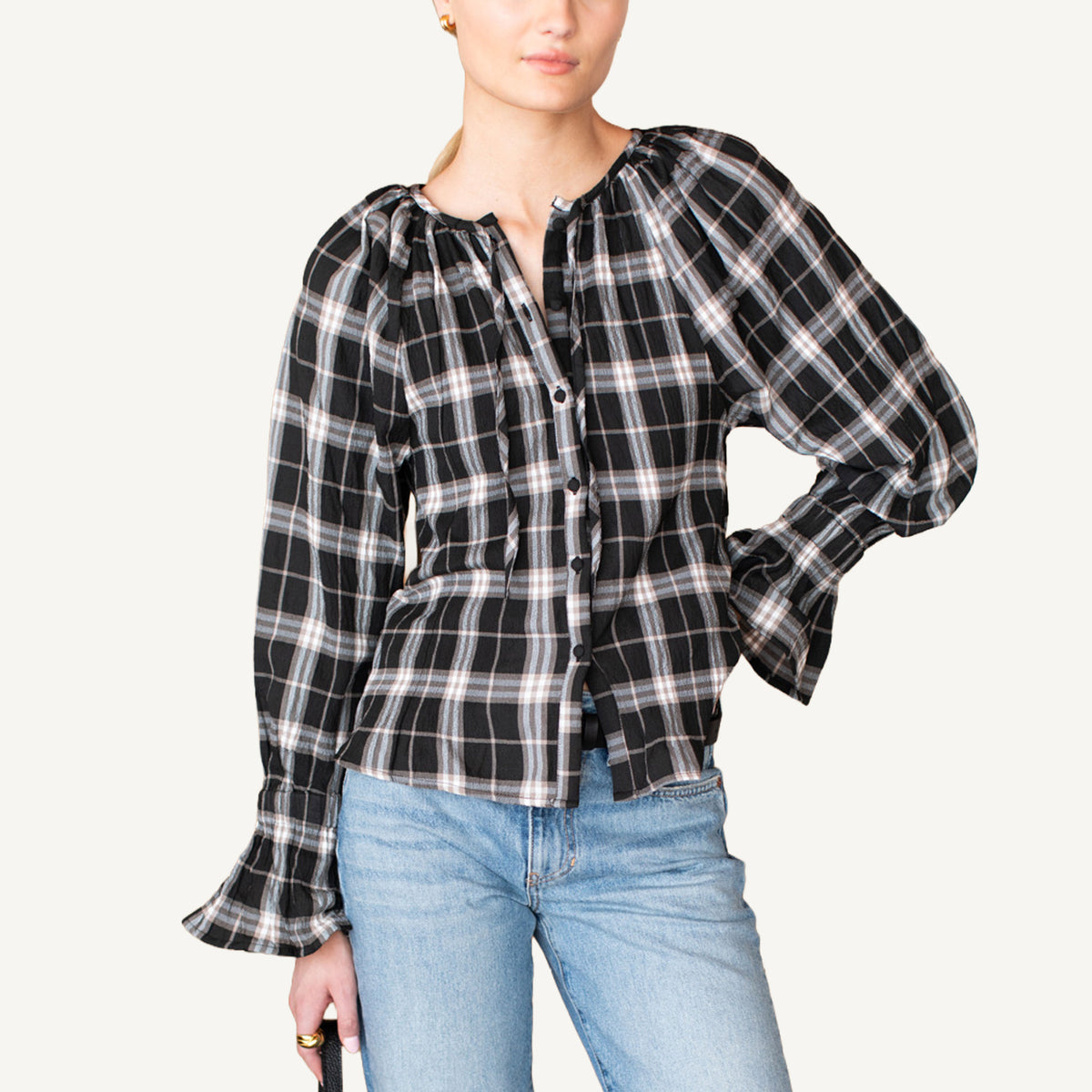 Belle Blouse - Sylvian Plaid Dark