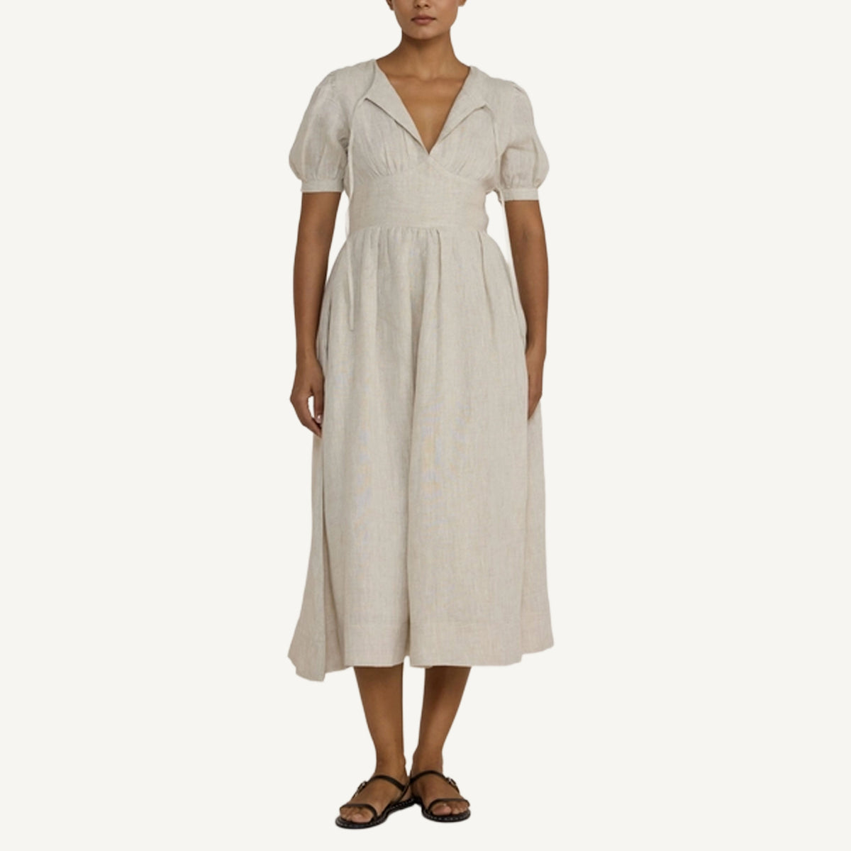 Short Sleeve Bodice Dress - Natural