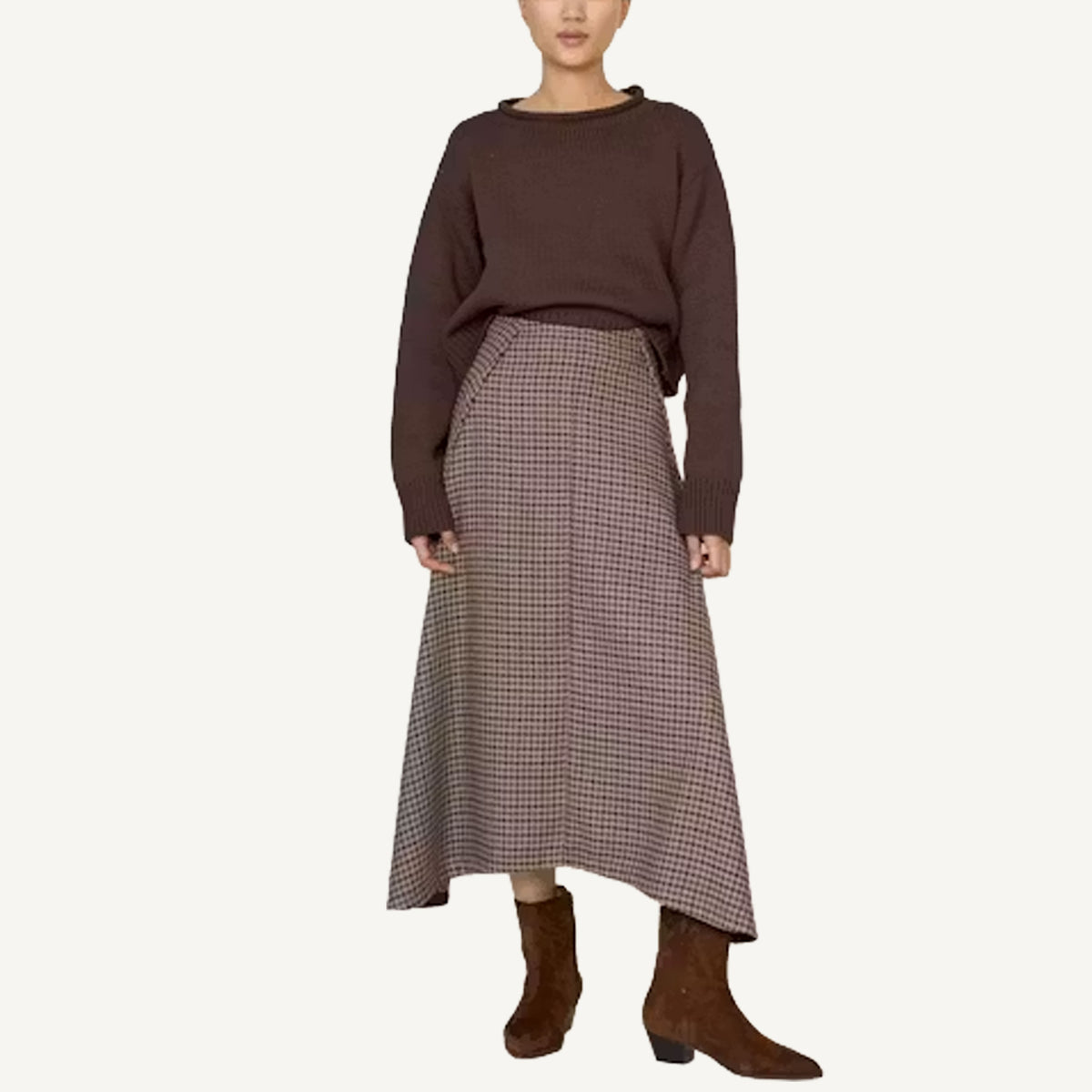 Flowy Midi Skirt - Wool Plaid
