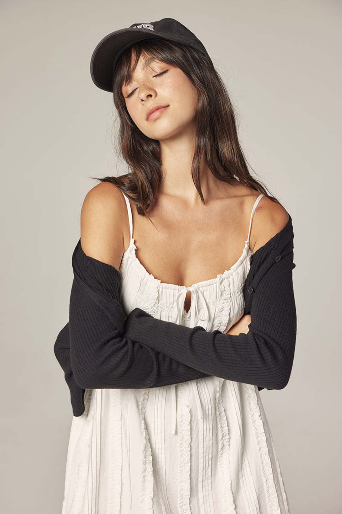 V-Neck Cotton Cardigan Black
