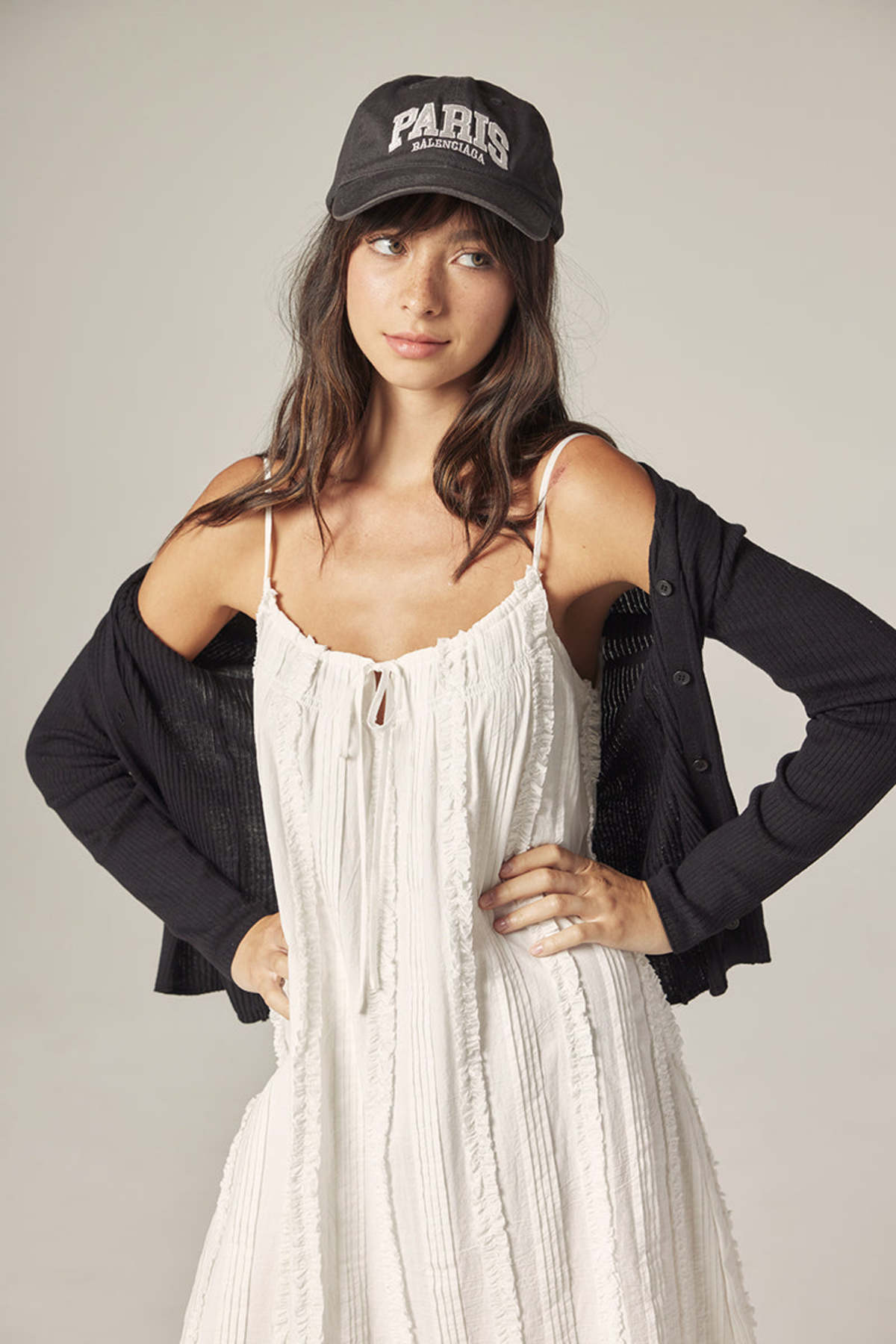 V-Neck Cotton Cardigan Black