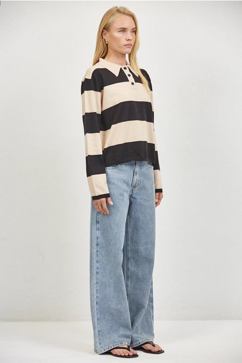 Striped Rugby Shirt - Taupe