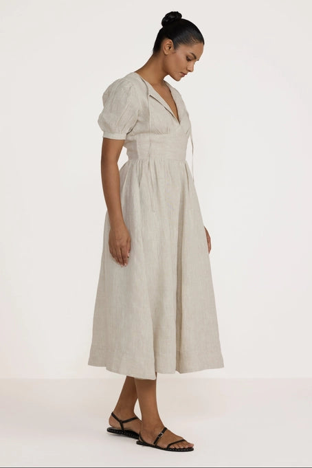 Short Sleeve Bodice Dress - Natural