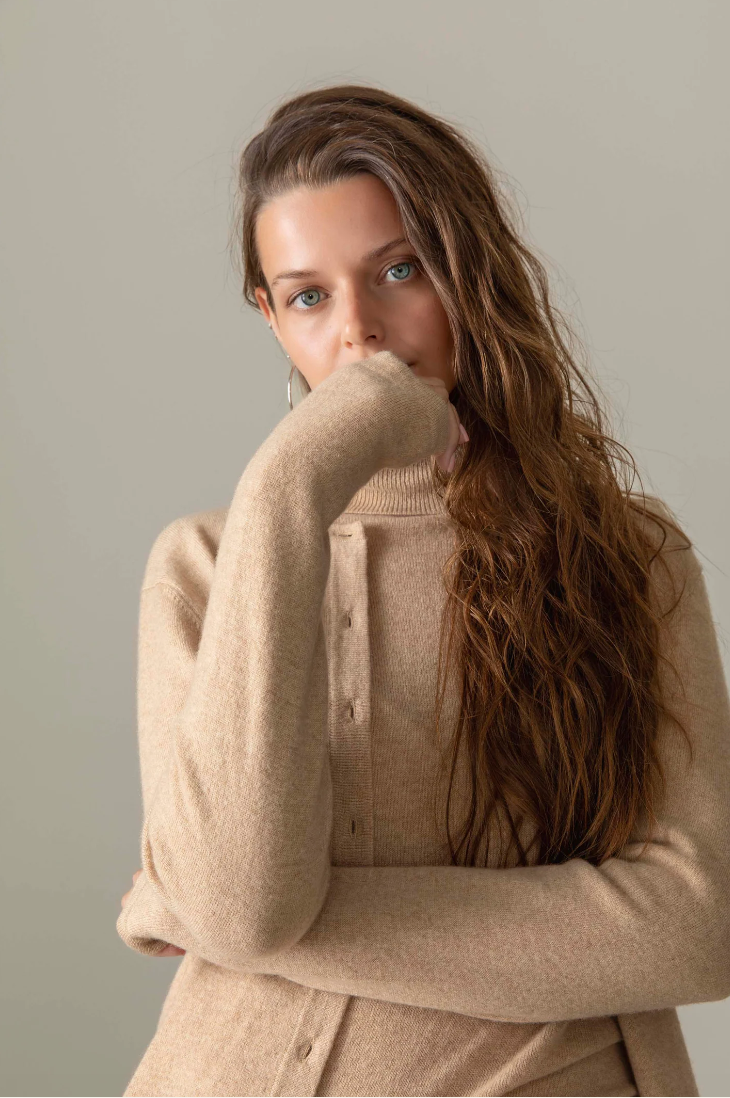 High Button Cardigan - Vicuna
