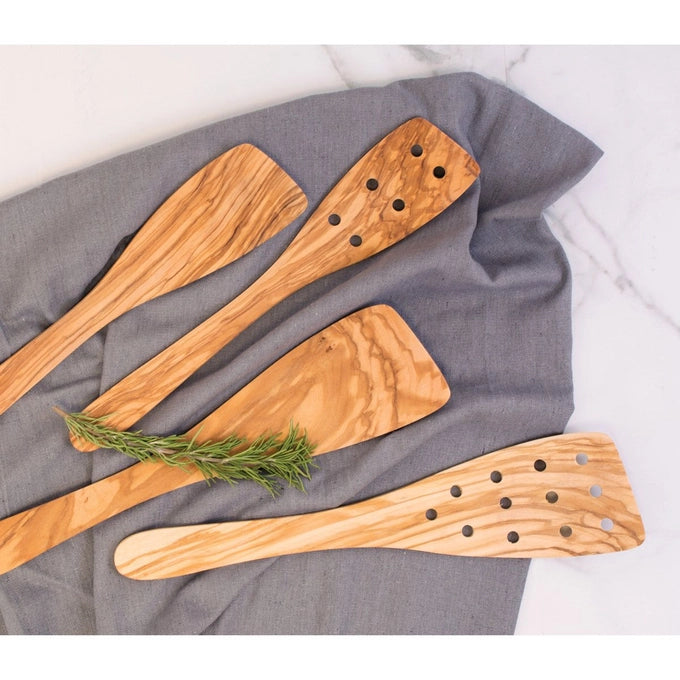 Italian Olive Wood Wide Pierced Spatula