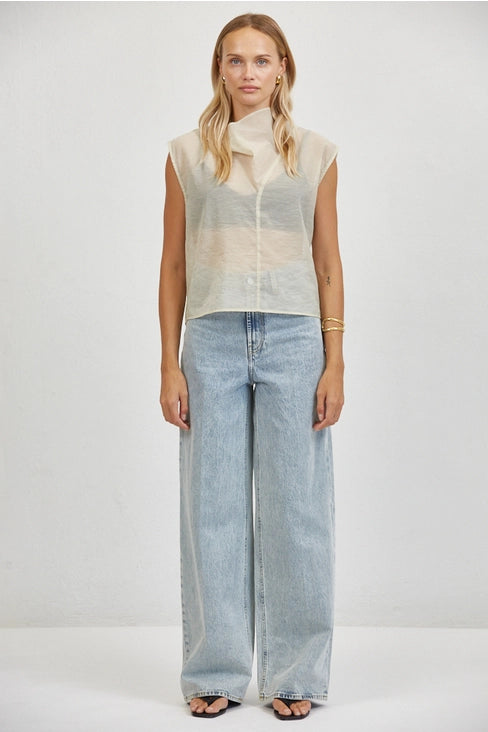 Sheer V-Neck - Taupe
