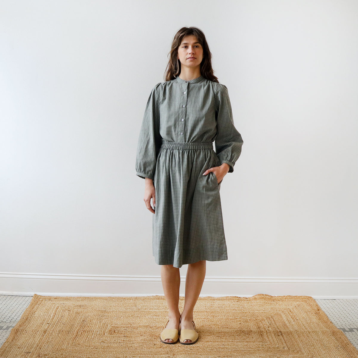 CA Everyday Blouse - Moss Plaid