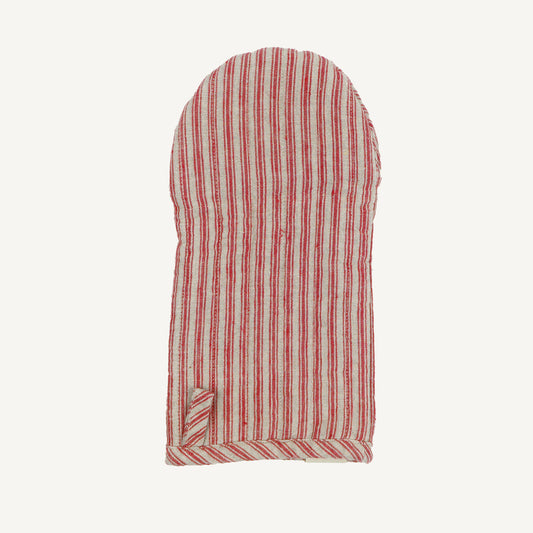 Linen Oven Mitt - Red Natural
