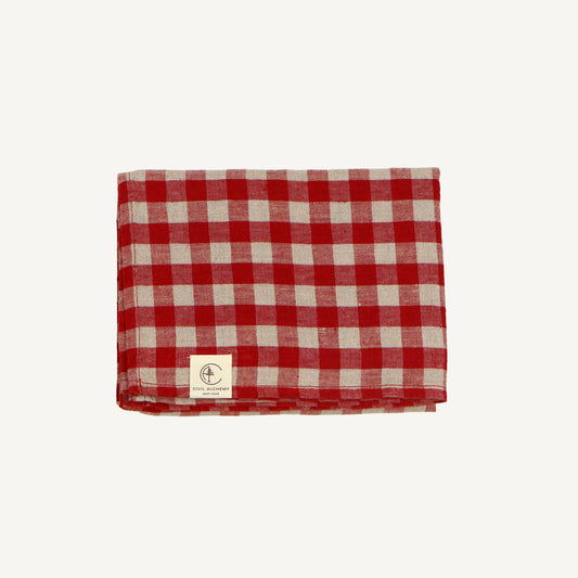 Vintage Linen Kitchen Towel - Red Gingham