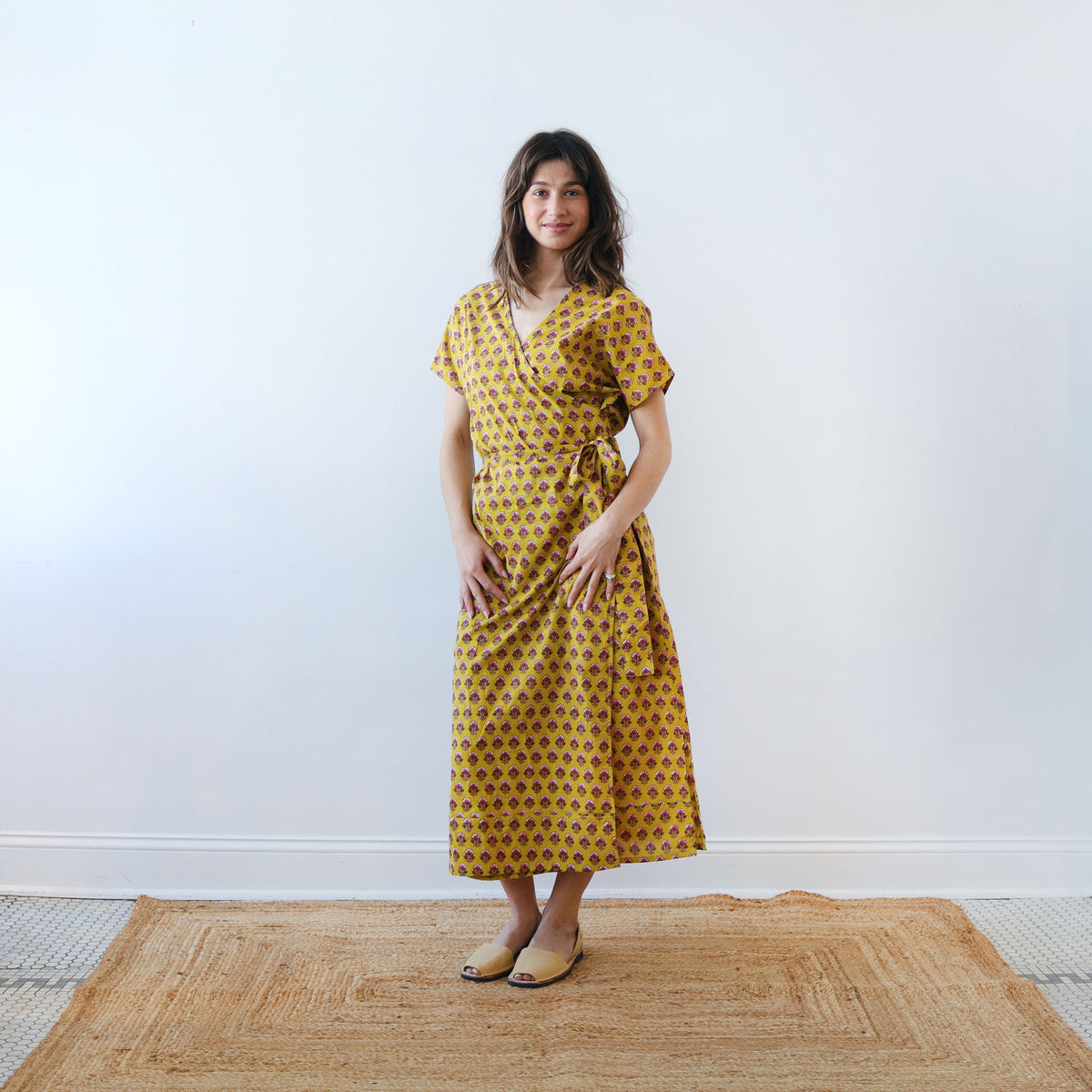 CA Wrap Dress - Chartreuse