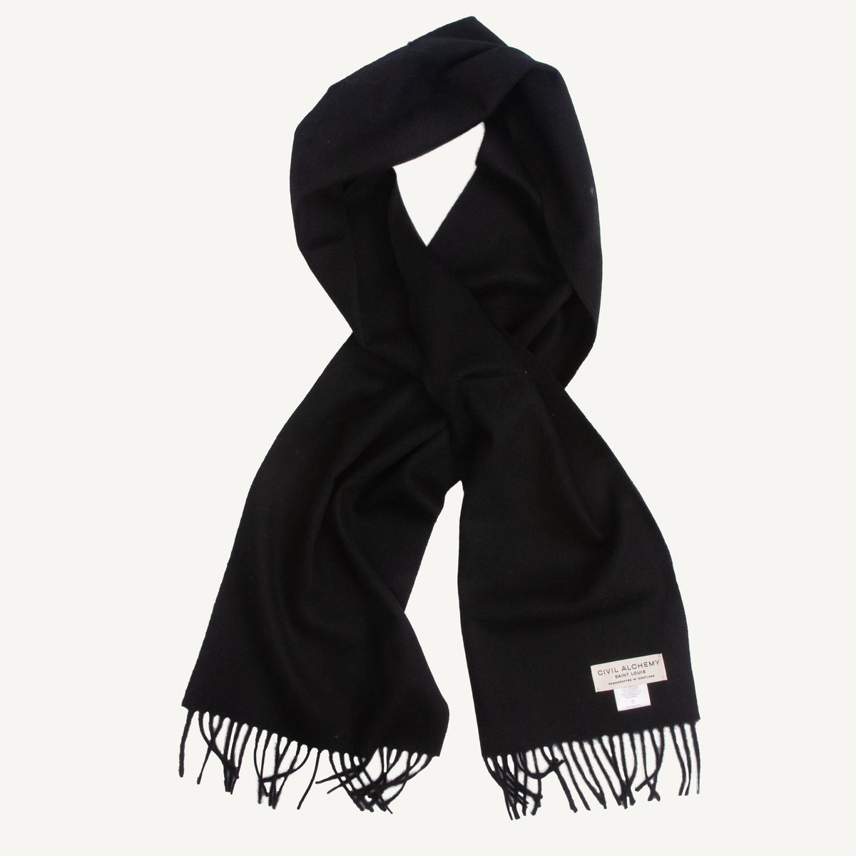 Classic Plain Brushed Scarf - Black