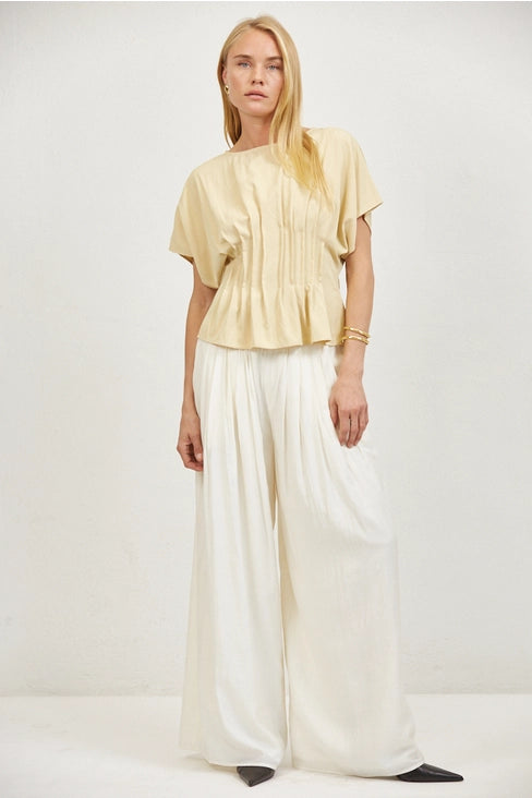 Woven Round Blouse - Butter