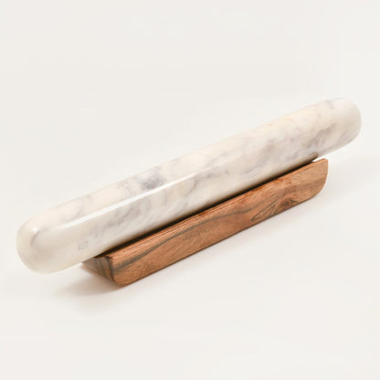 Marble Rolling Pin with Wood Base