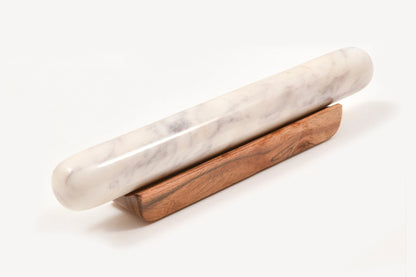 Marble Rolling Pin with Wood Base
