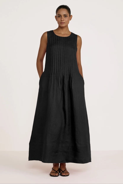Pleated Maxi Dress - Black