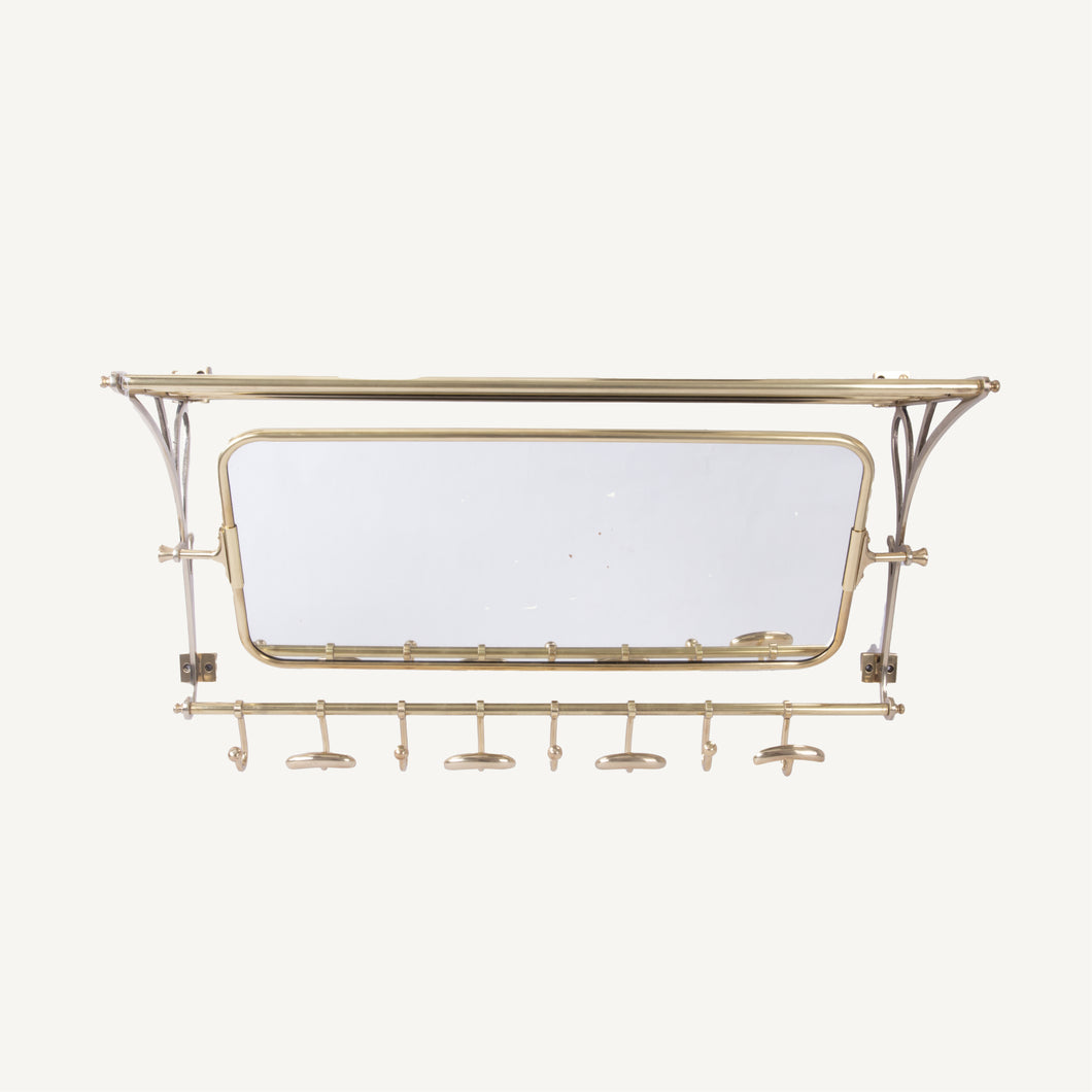 Wall Mount Brass Rack with Mirror