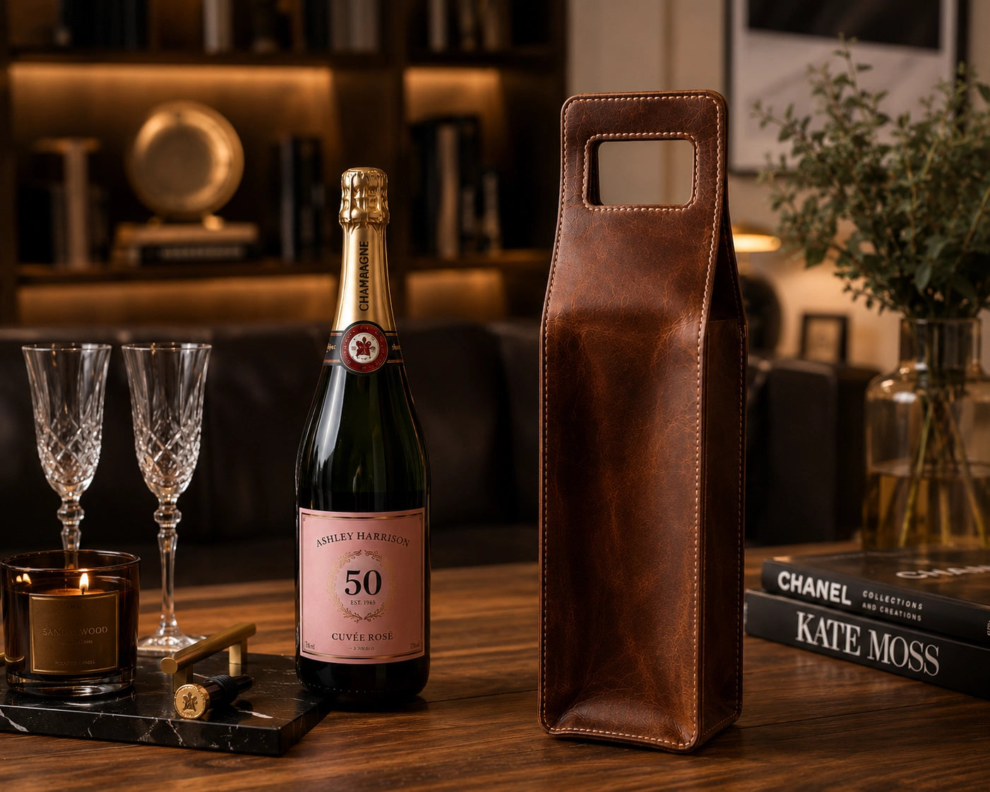 Leather Liquor Carrier Tote