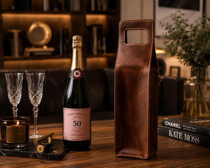 Leather Liquor Carrier Tote