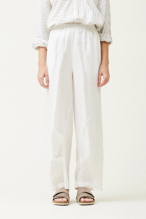 Pleated Inseam Linen Pants - Off White
