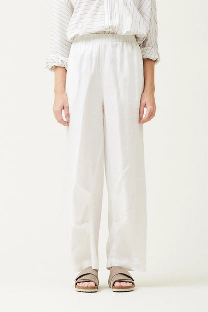 Pleated Inseam Linen Pants - Off White