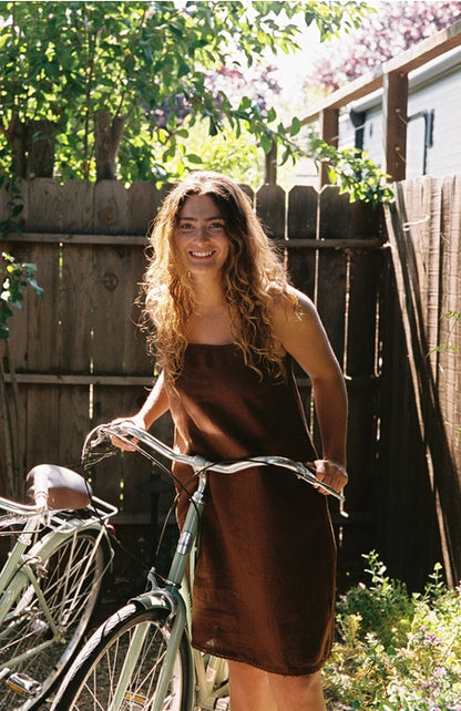 Jardin Linen Dress - Chocolate