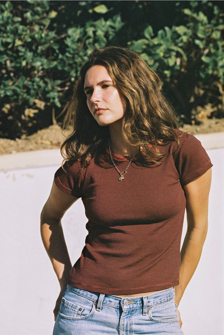 Striped Ringer Tee - Brick