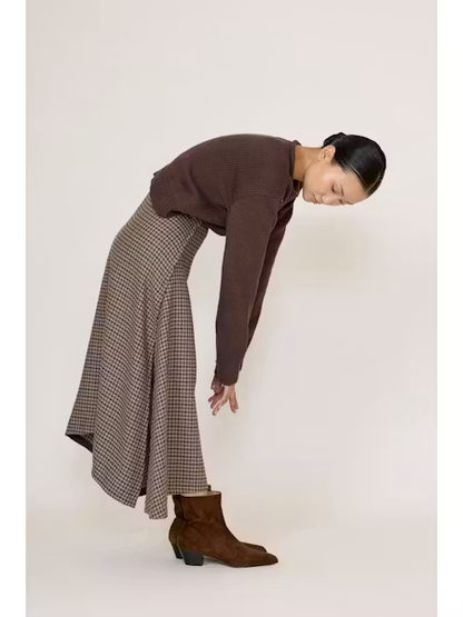 Flowy Midi Skirt - Wool Plaid