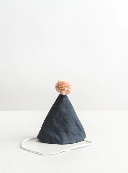Linen Birthday Hat - Dark Grey