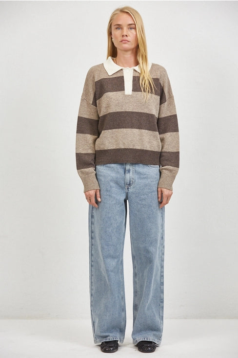 Striped Rugby Shirt - Mocha