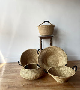 Bolga Pot Basket - Leather Handles